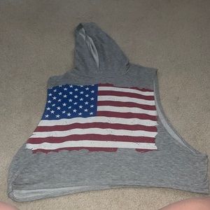 American flag hooded tank top
